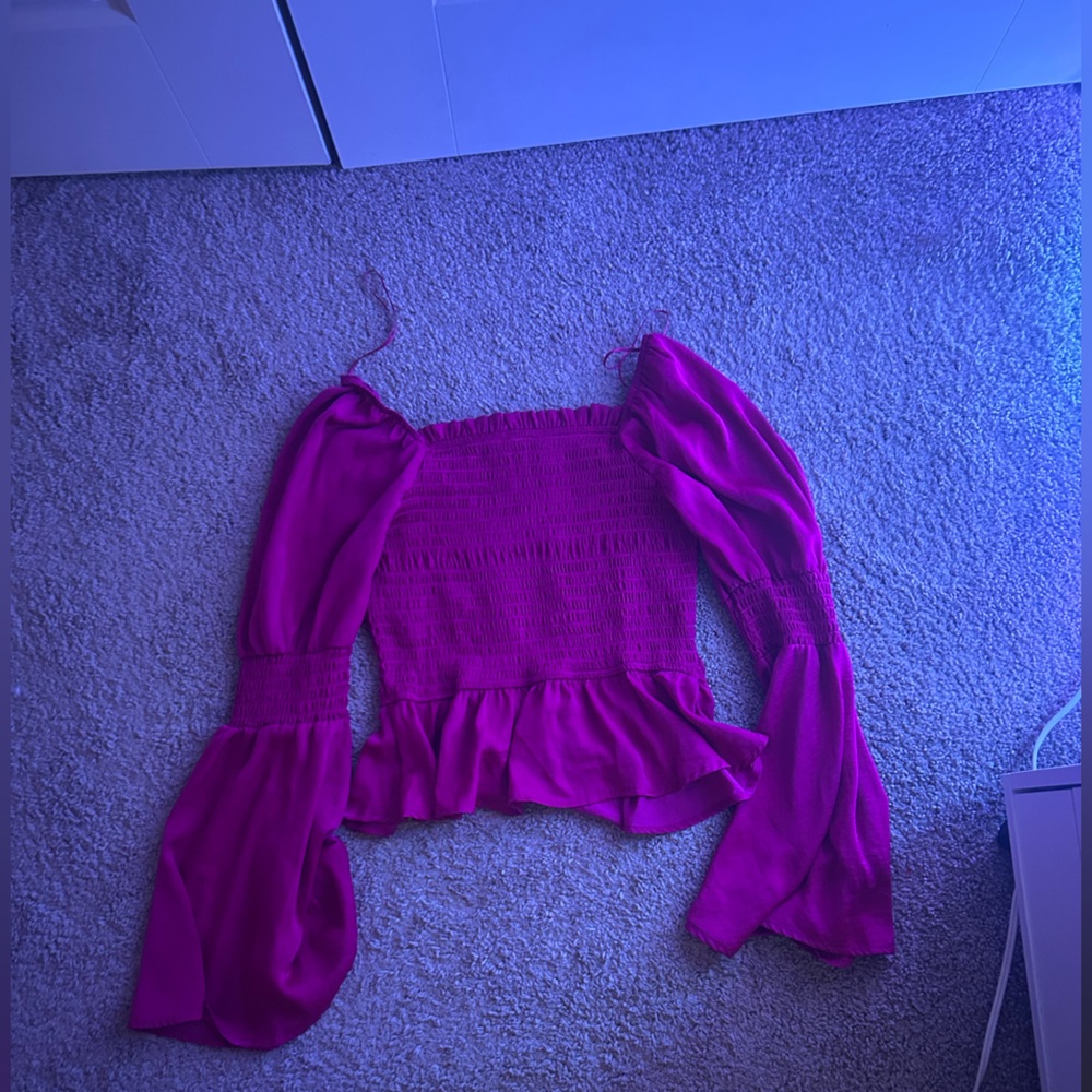 Meraki Fuchsia Ruffled Top - Picture 3 of 5